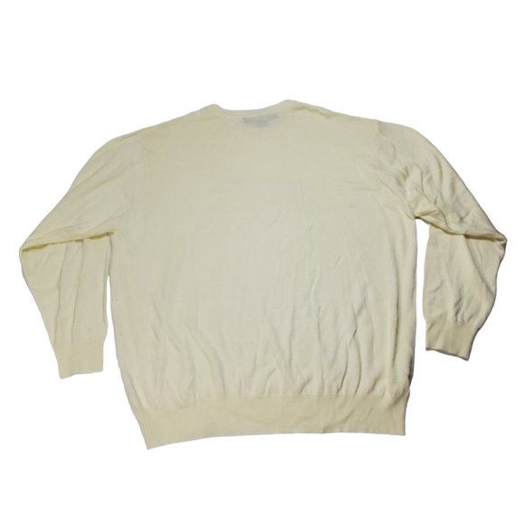 Protege Collection Perforated Grid Knit Sweater Ivory Crewneck Pullover Lightwei - Picture 3 of 4